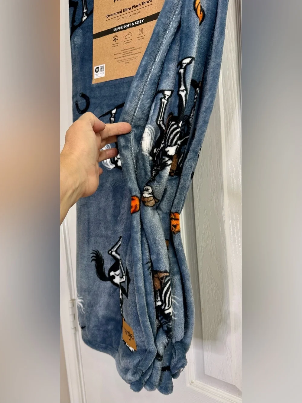 Wrangler NWT Halloween Cowboy Skeleton Plush Throw NWT